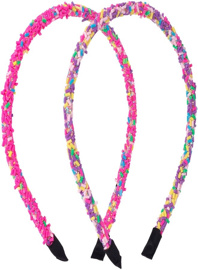 STSTR 2pcs Sprinkle Candy Headbands, Colorful Cute Head Bands for Women, Non Slip Donut Hairband Sweet Hair Accessories for Birthday, Parties, Festivals - 2 Styles - Image 1